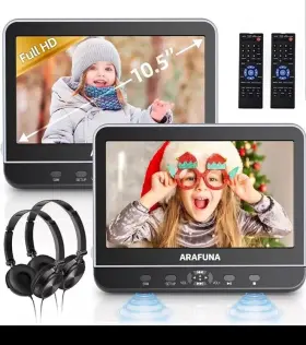001030498382919 Arafuna 10.5 Inch Dual Player Car Dvd Screen 2x Headphones Headrest Hdmi