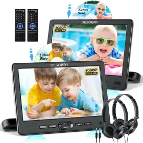Hd1017b Desobry 10.5 Inch Car Dvd Player Dual Screen With Mount Remotes And Headphones