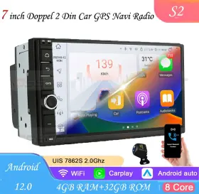 Hizpo 2sadvt1 Universal 2din 7 Inch Android 13 Gps Car Stereo Dsp Am Fm Rds Radio Player Bt Cam