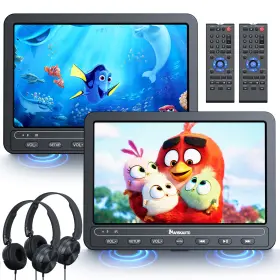 Bn1039b Naviskauto 2x10.5ftft Car Headrest Dual Portable Dvd Player 1080p Video Battery Usb Headset