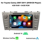 4+64G For Toyota Camry 2007-2011 Stereo Carplay Dvd Player ANDROID14 Gps Navi Bt New. Price: $139.99.